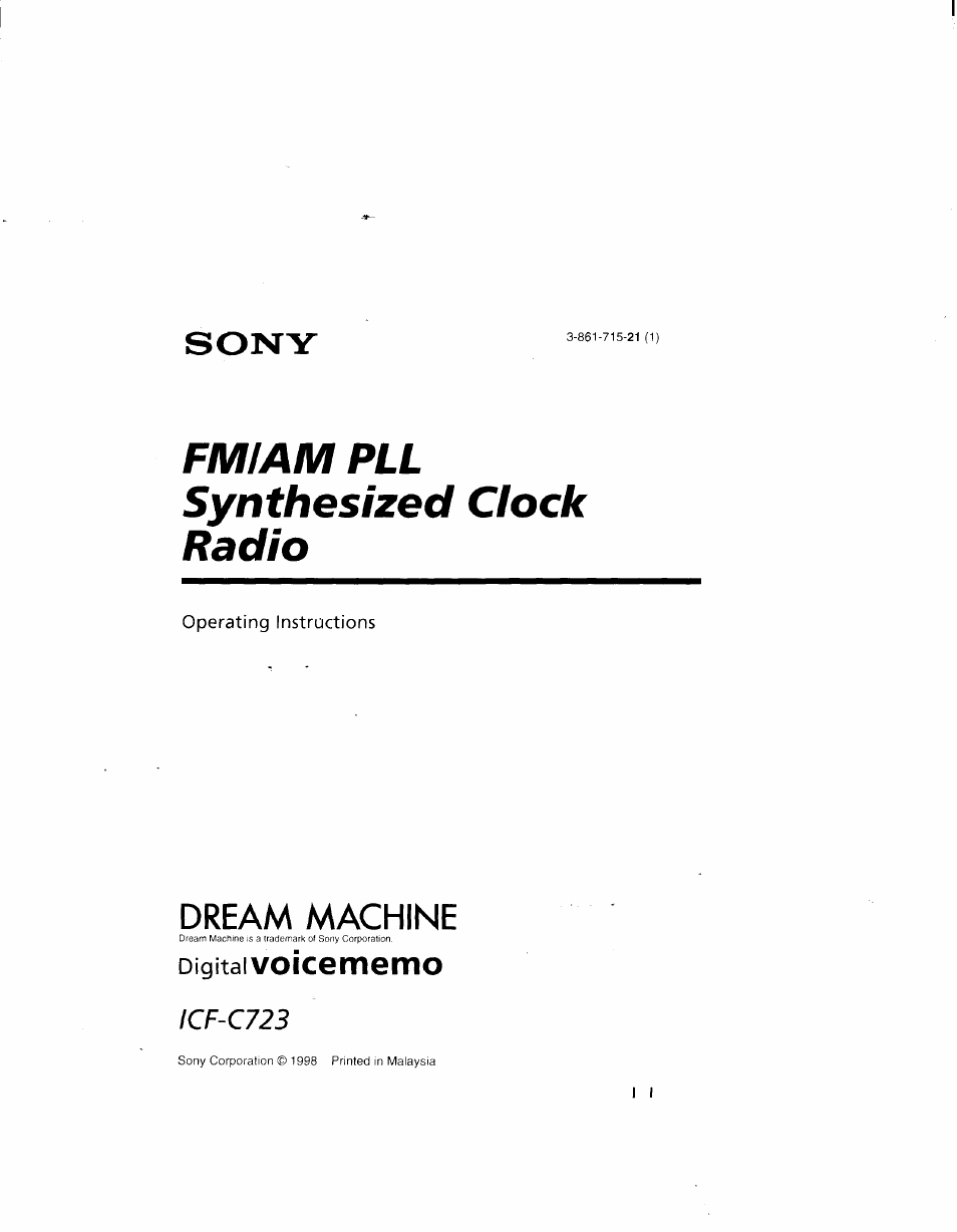 Sony ICF-C723 User Manual | 11 pages