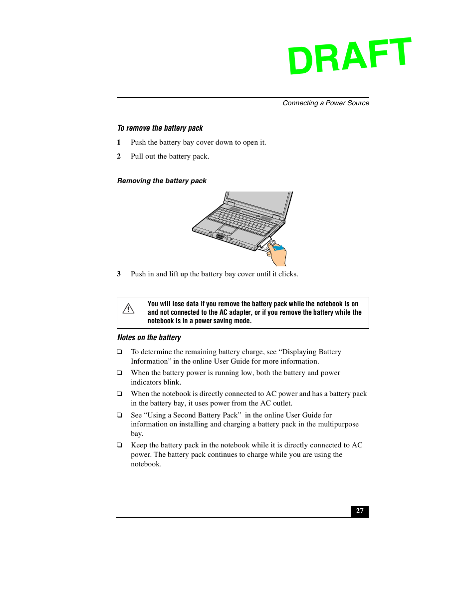 Draft | Sony PCG-GR390P User Manual | Page 27 / 68