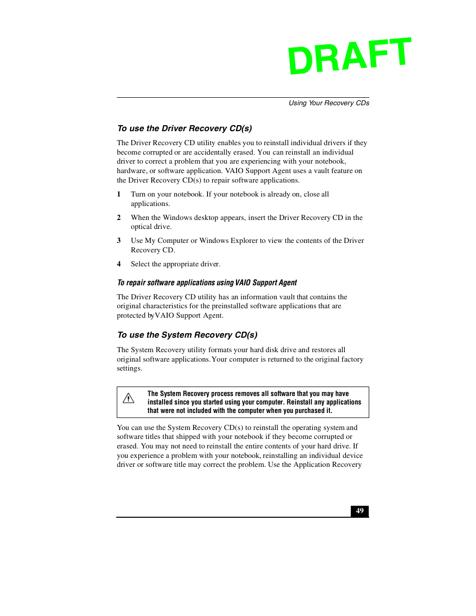 Draft | Sony PCG-GR390P User Manual | Page 49 / 68