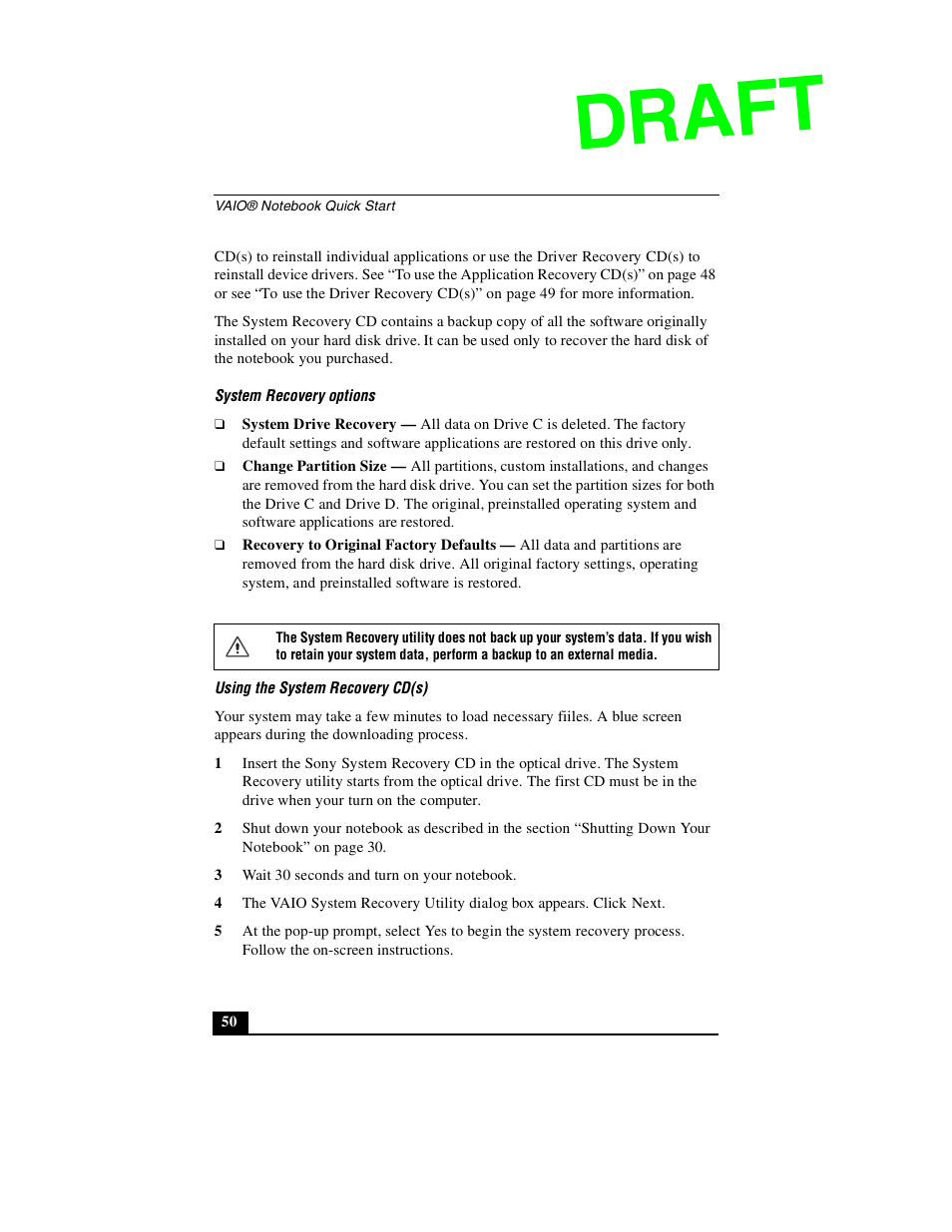 Draft | Sony PCG-GR390P User Manual | Page 50 / 68