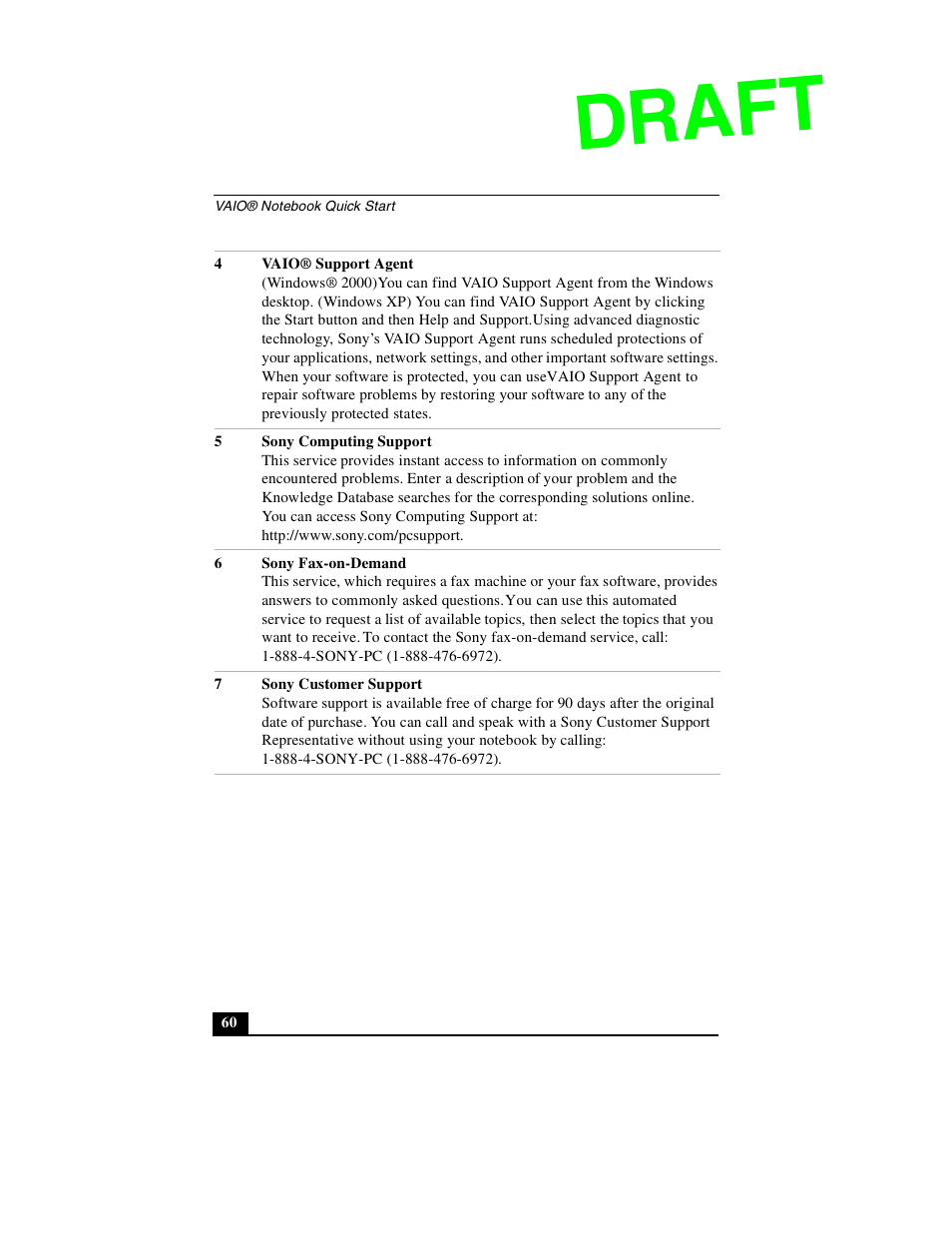 Draft | Sony PCG-GR390P User Manual | Page 60 / 68