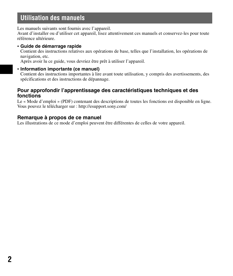 Utilisation des manuels | Sony NV-U44 User Manual | Page 14 / 44
