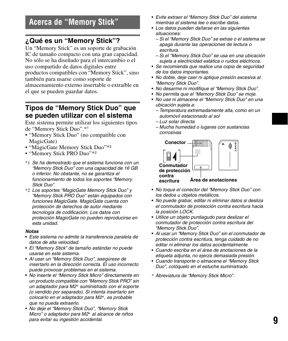 Acerca de “memory stick, Qué es un “memory stick | Sony NV-U44 User Manual | Page 35 / 44