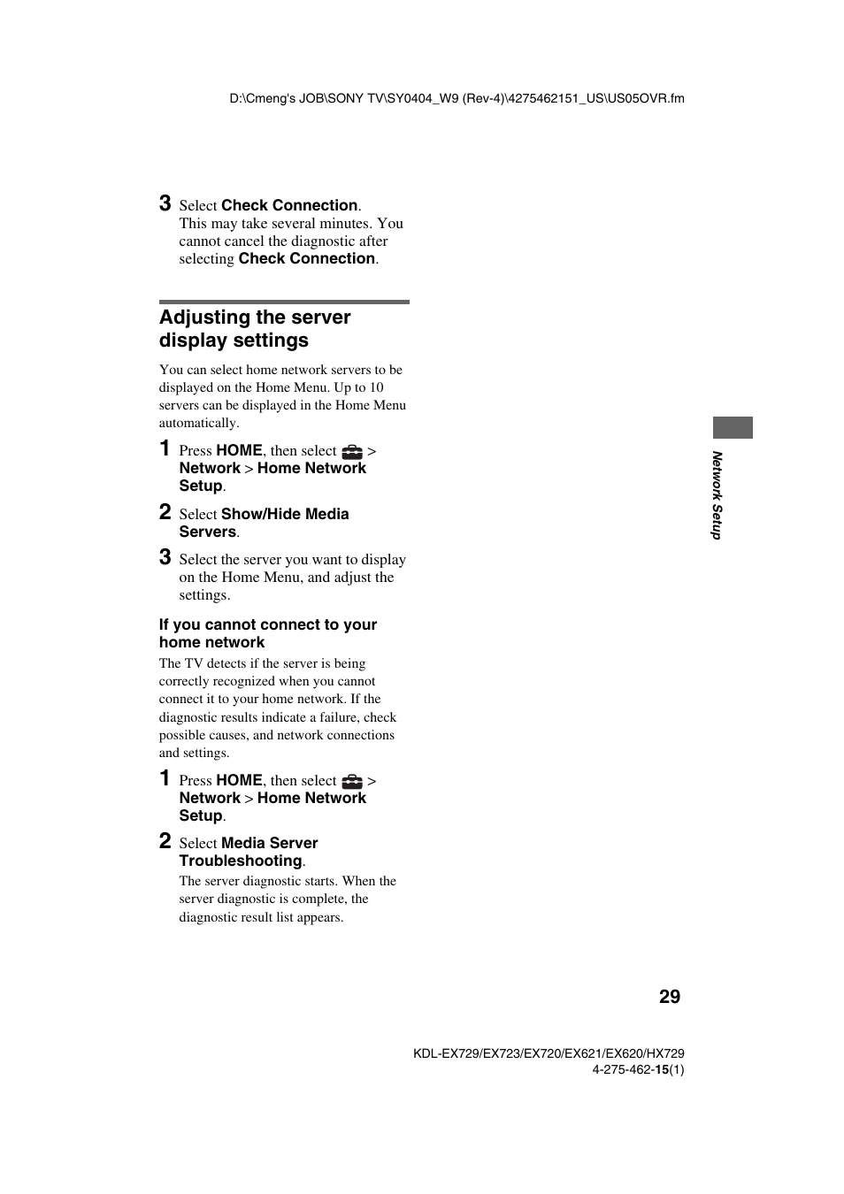 Adjusting the server display settings | Sony KDL-46EX621 User Manual | Page 29 / 36