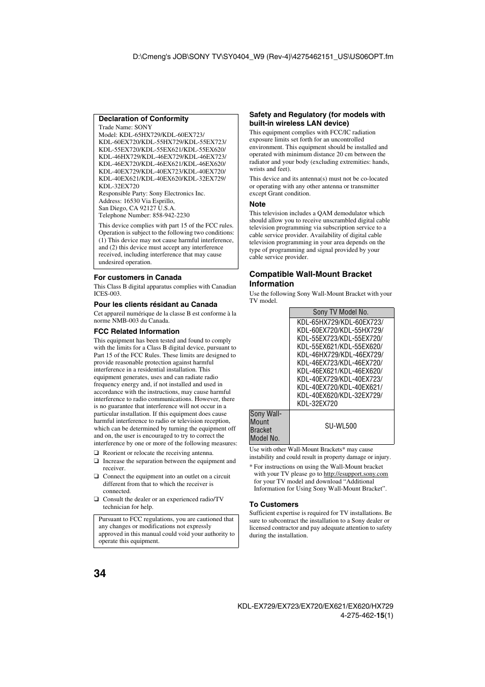 Sony KDL-46EX621 User Manual | Page 34 / 36