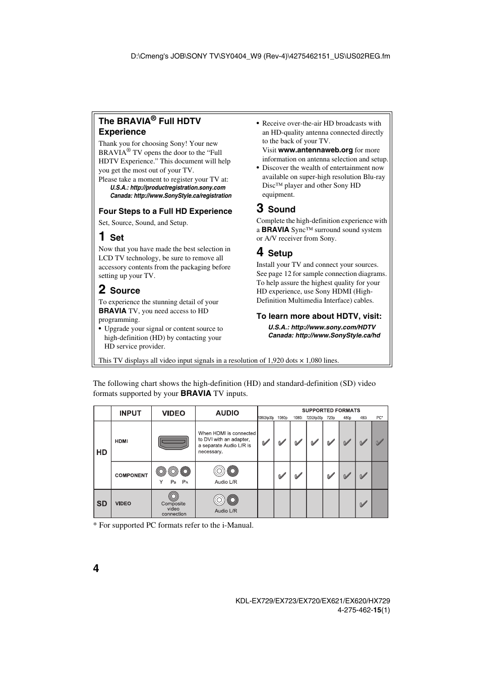 Sony KDL-46EX621 User Manual | Page 4 / 36
