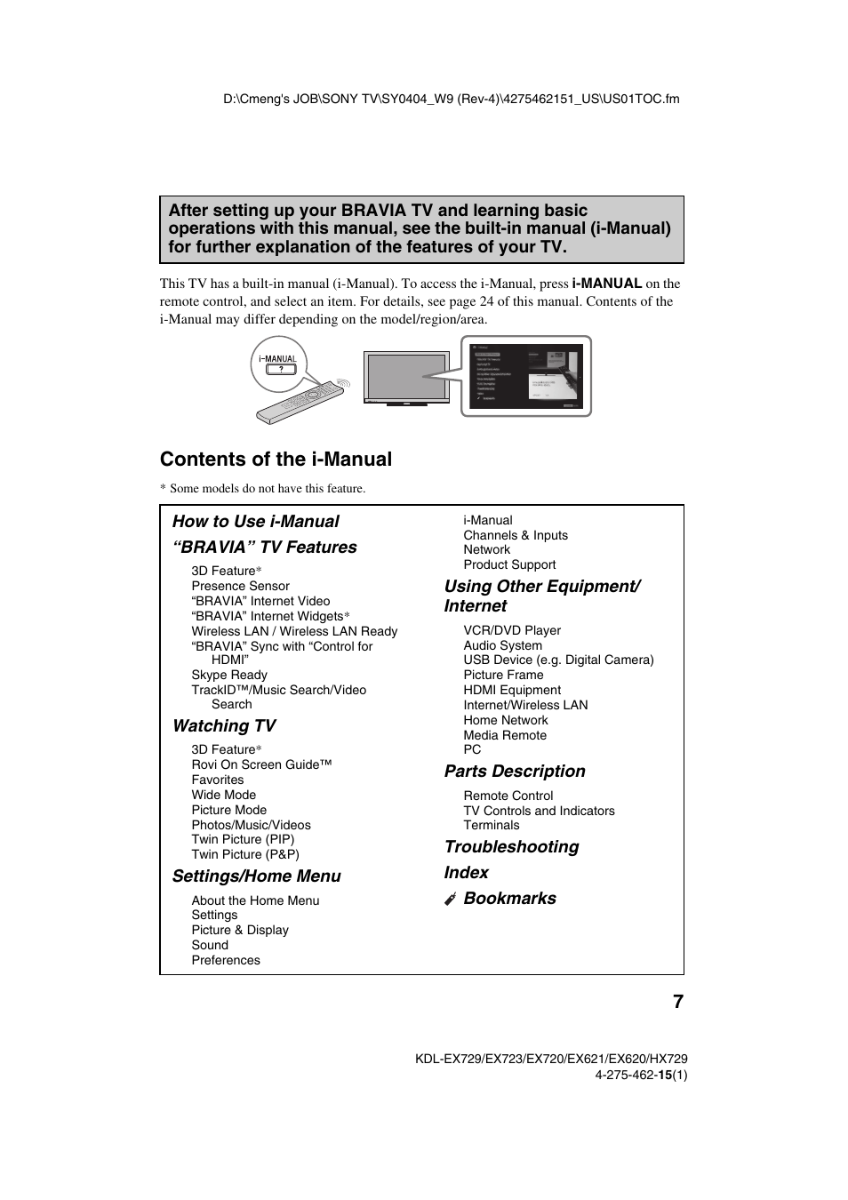 Contents of the i-manual | Sony KDL-46EX621 User Manual | Page 7 / 36