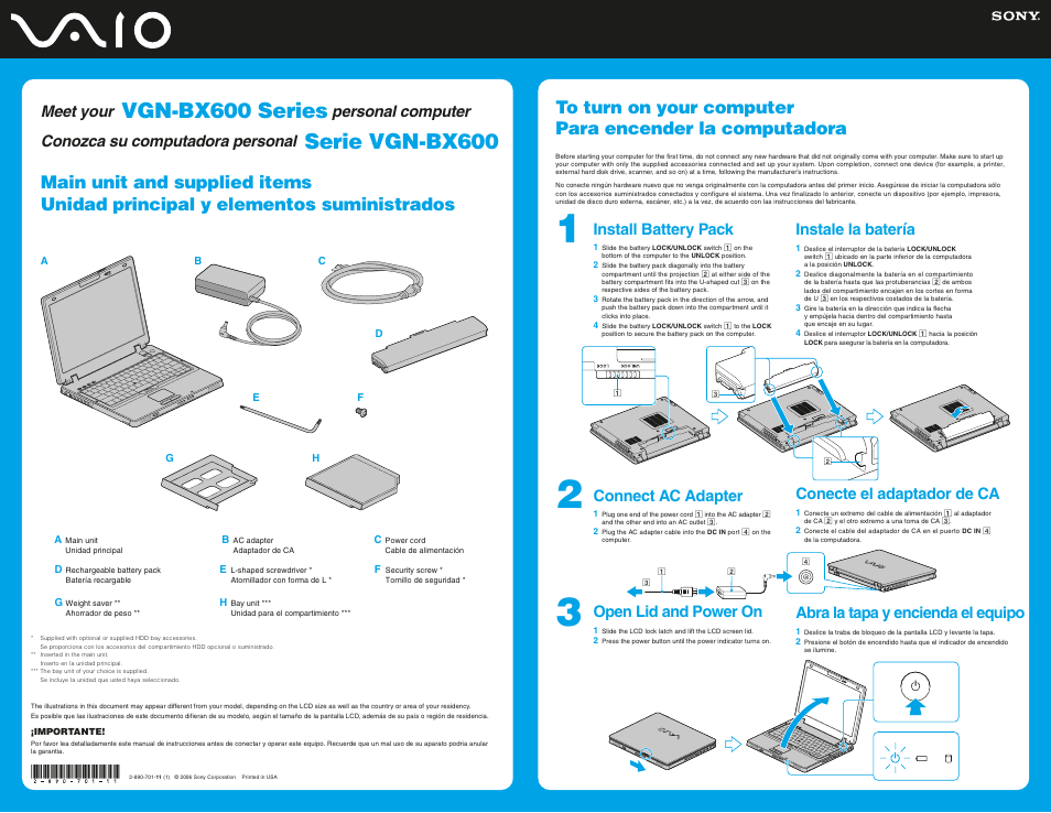 Sony VGN-BX645P User Manual | 2 pages