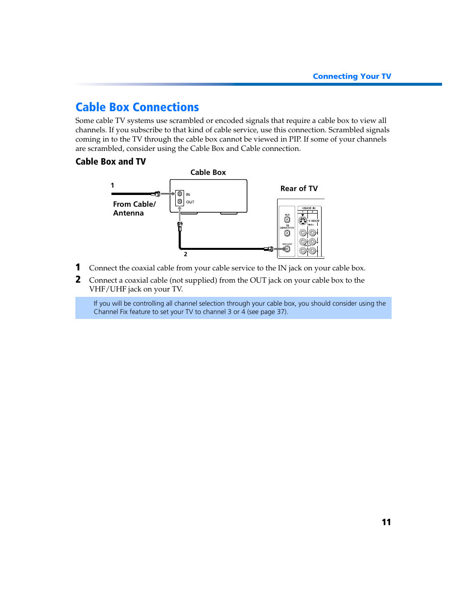 Cable box connections | Sony KV-27FV300 User Manual | Page 18 / 66