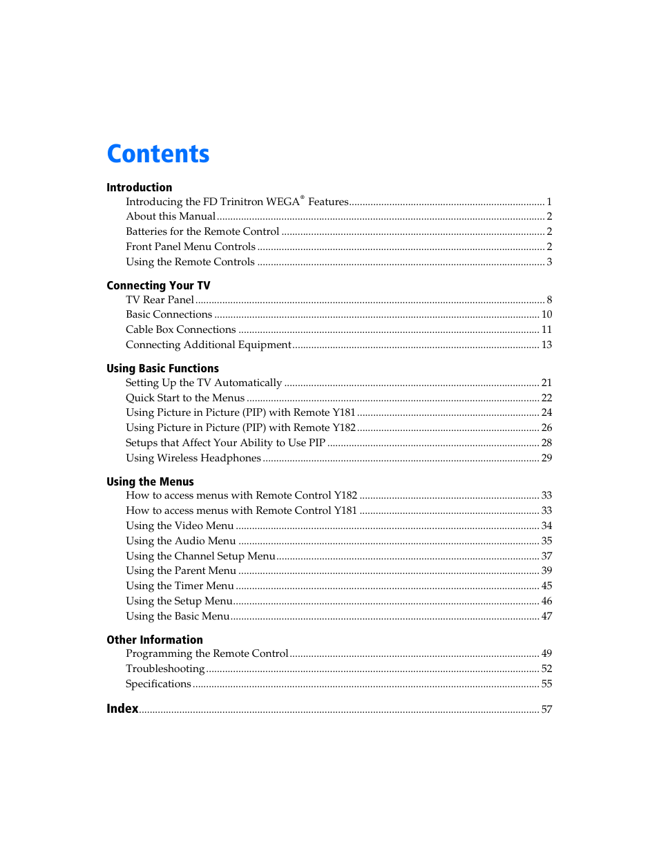 Sony KV-27FV300 User Manual | Page 6 / 66