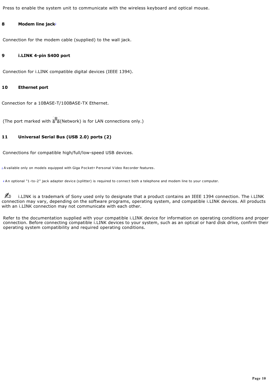 Sony PCV-V200G User Manual | Page 10 / 131