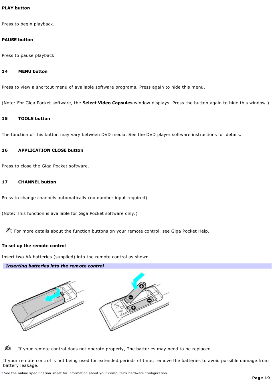Sony PCV-V200G User Manual | Page 19 / 131
