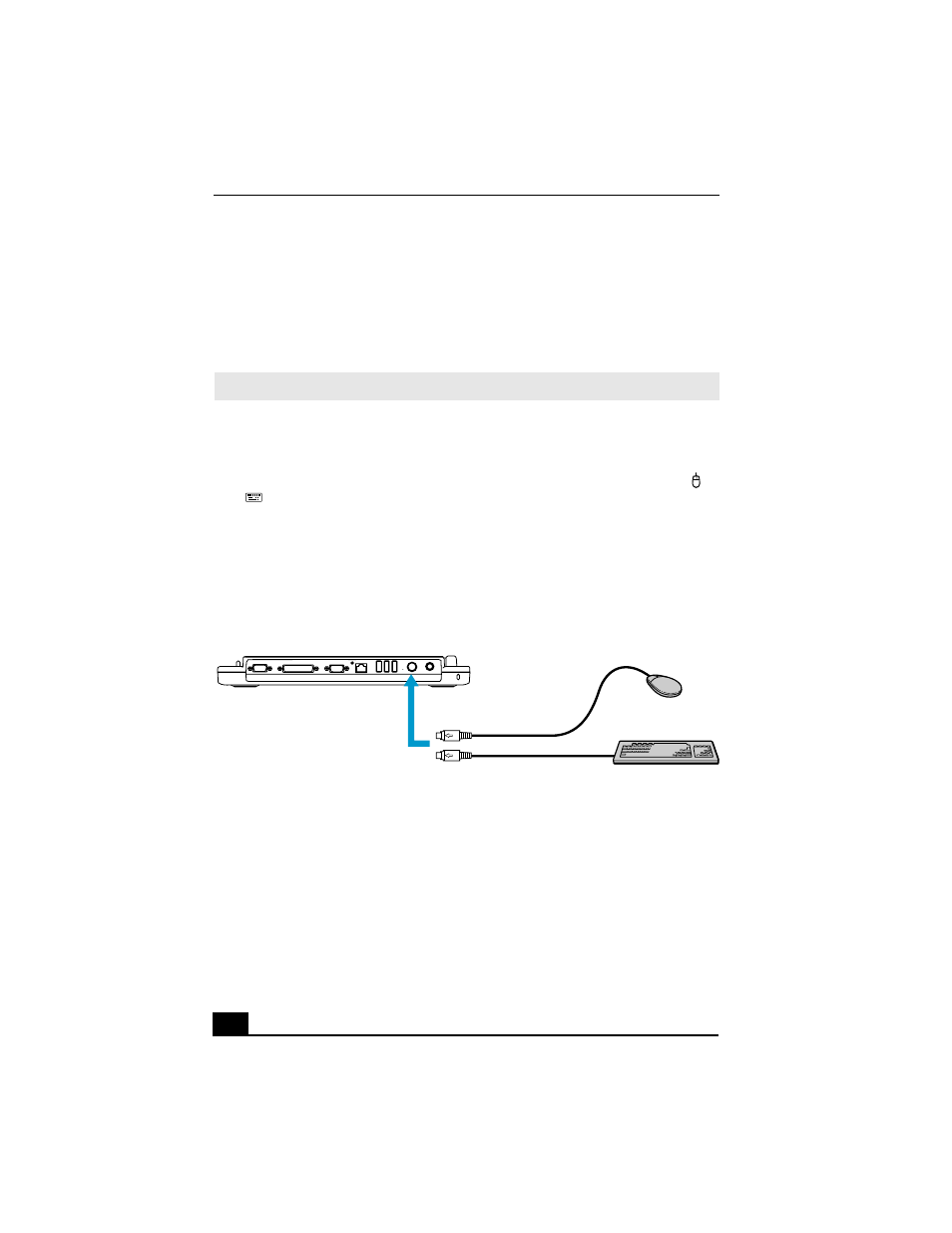 Connecting an external mouse or keyboard, To connect an external mouse or keyboard | Sony PCG-FX310P User Manual | Page 50 / 136