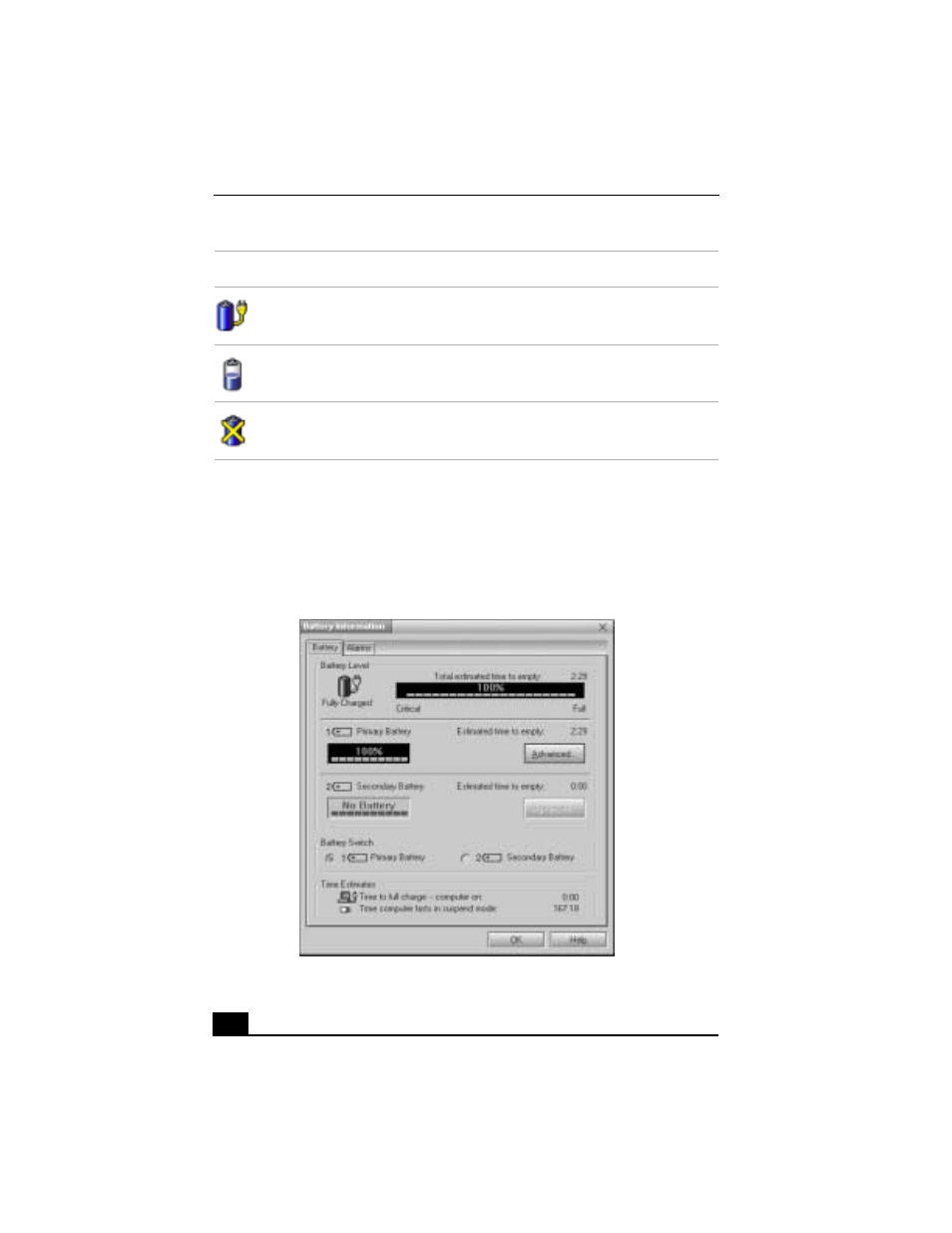 To display detailed battery information | Sony PCG-FX310P User Manual | Page 76 / 136