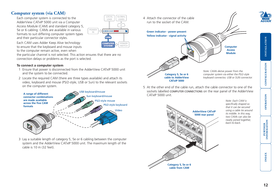 Computer system (via cam), Computer system, Via cam) | Computer, System | Adder Technology 5000 User Manual | Page 13 / 94