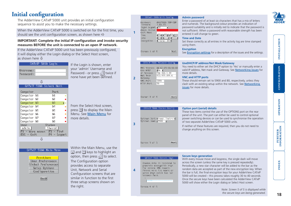 Initial configuration | Adder Technology 5000 User Manual | Page 19 / 94