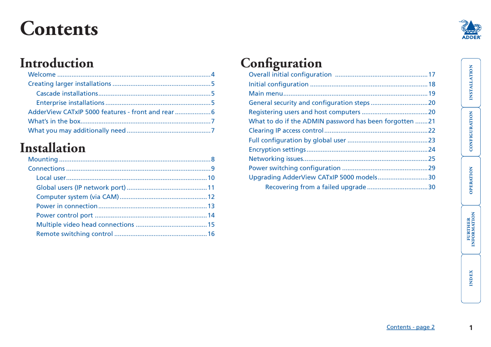 Adder Technology 5000 User Manual | Page 2 / 94