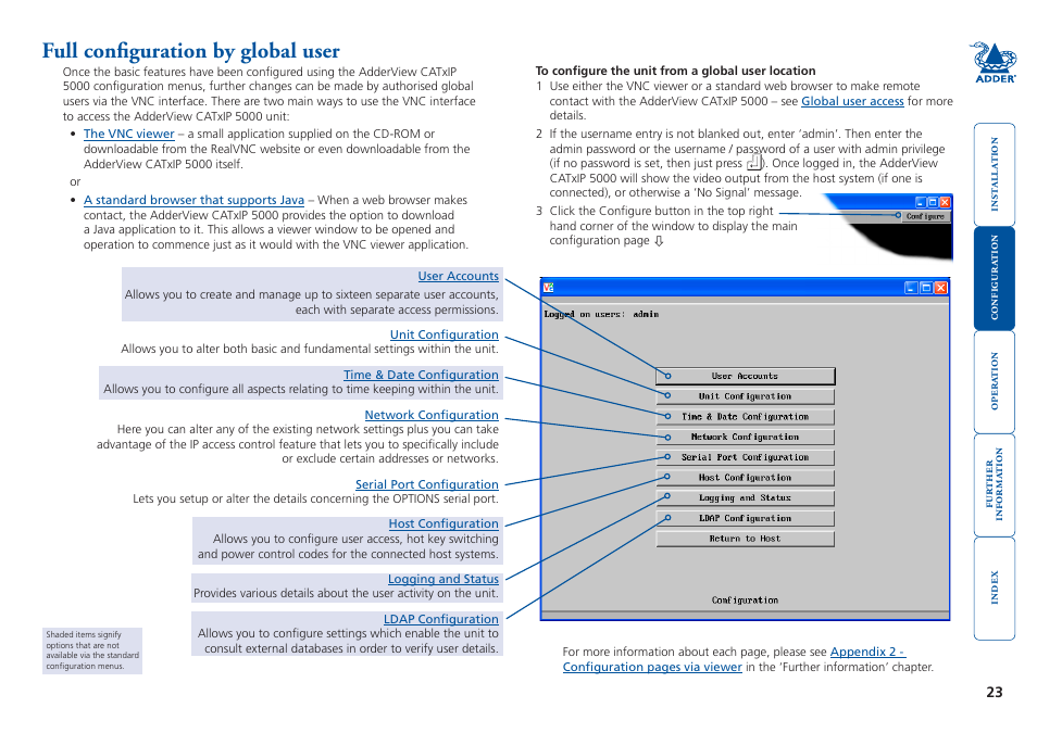 Full configuration by global user | Adder Technology 5000 User Manual | Page 24 / 94