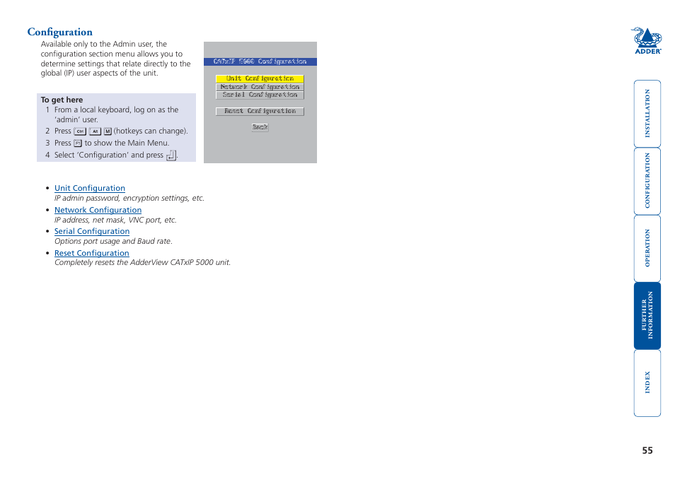 Configuration | Adder Technology 5000 User Manual | Page 56 / 94