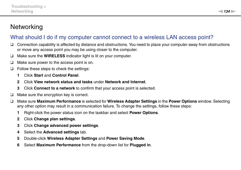 Networking | Sony VPCL112GX User Manual | Page 134 / 164