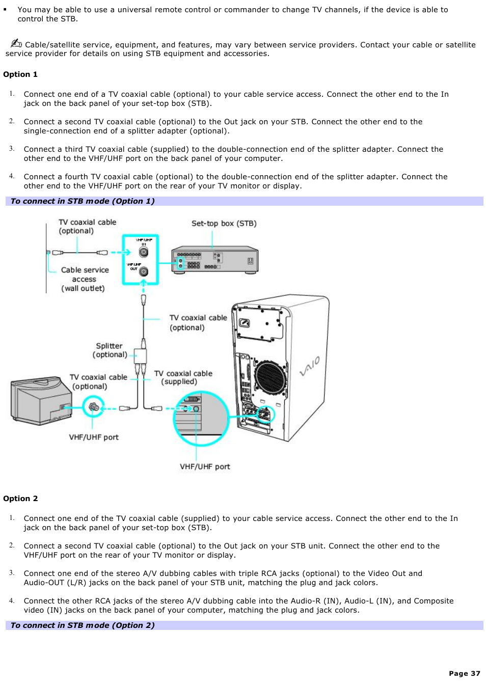 Sony PCV-RS730G User Manual | Page 37 / 161