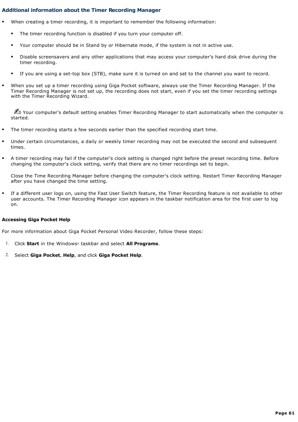 Sony PCV-RS730G User Manual | Page 61 / 161