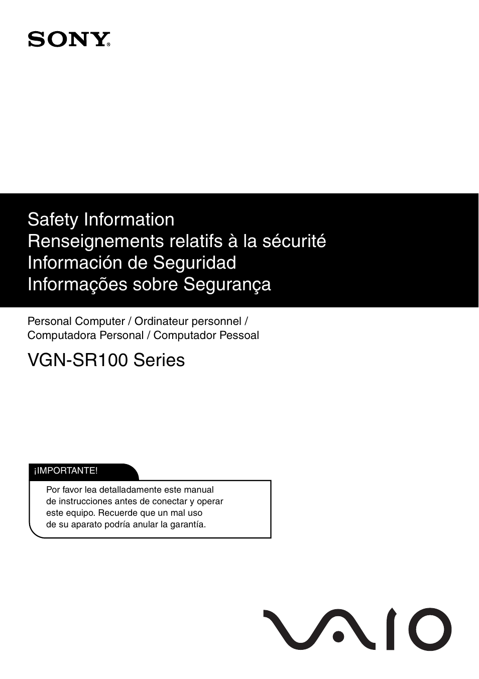 Sony VGN-SR129E User Manual | 24 pages