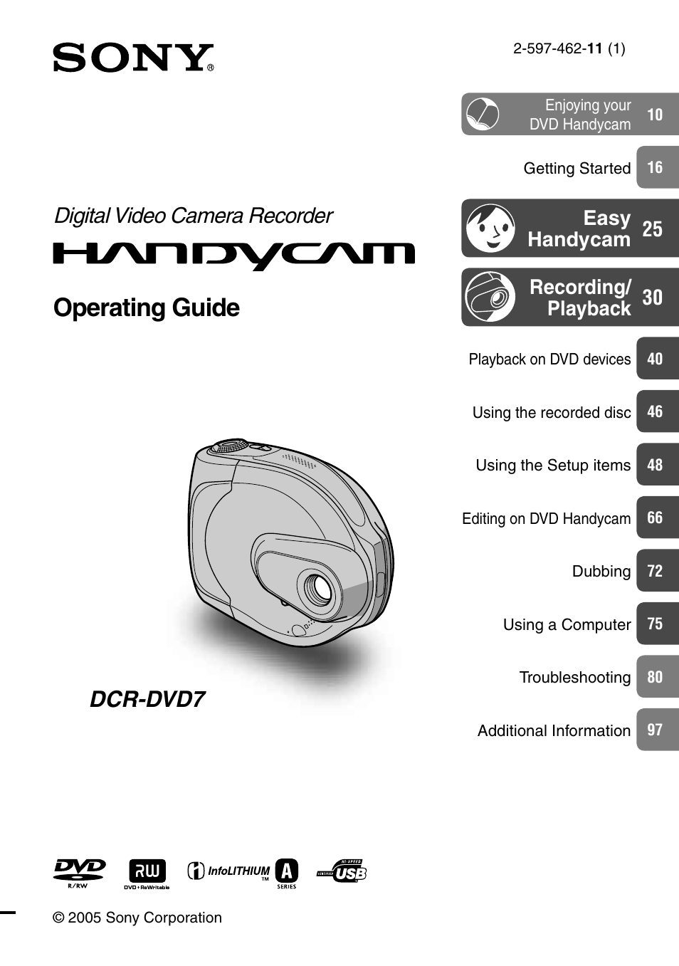 Sony DCR-DVD7 User Manual | 112 pages