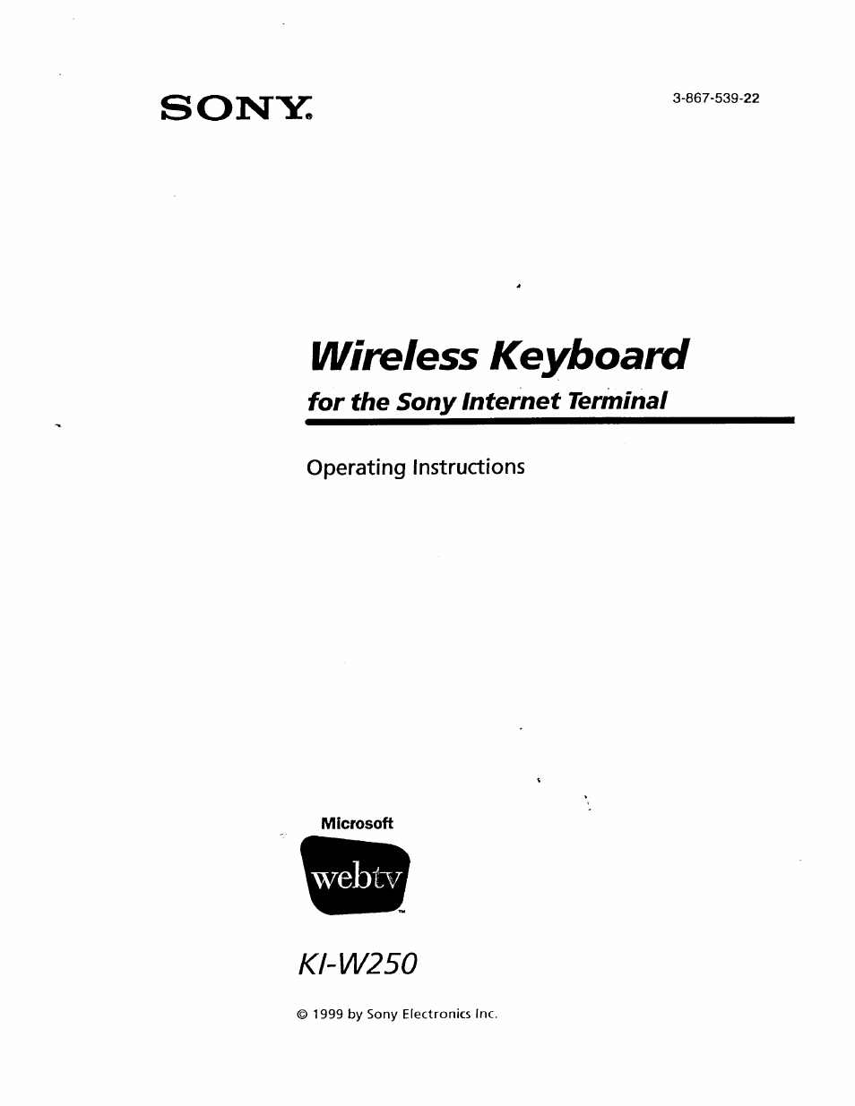 Sony KI-W250 User Manual | 8 pages