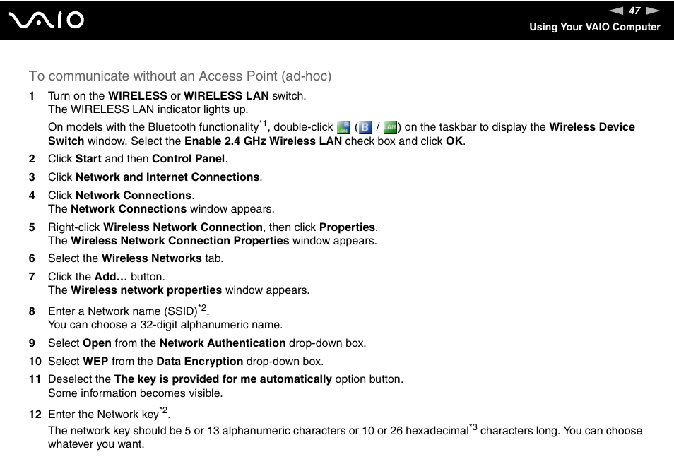 Sony VGN-S570P User Manual | Page 47 / 182