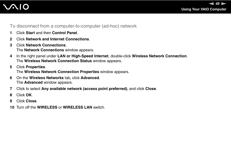 Sony VGN-S570P User Manual | Page 49 / 182