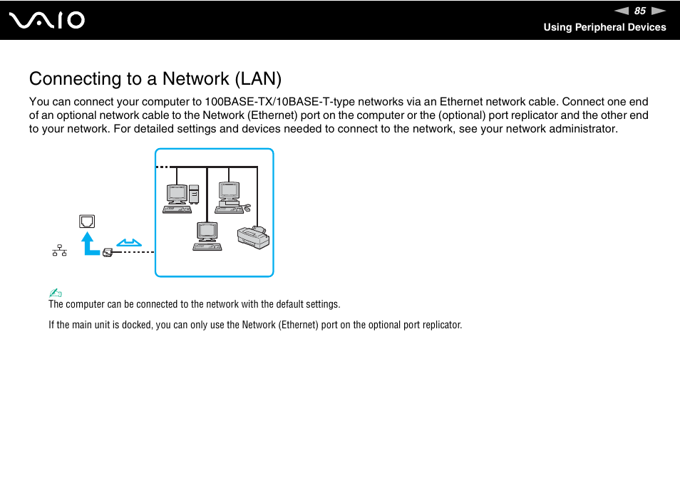 Connecting to a network (lan) | Sony VGN-S570P User Manual | Page 85 / 182