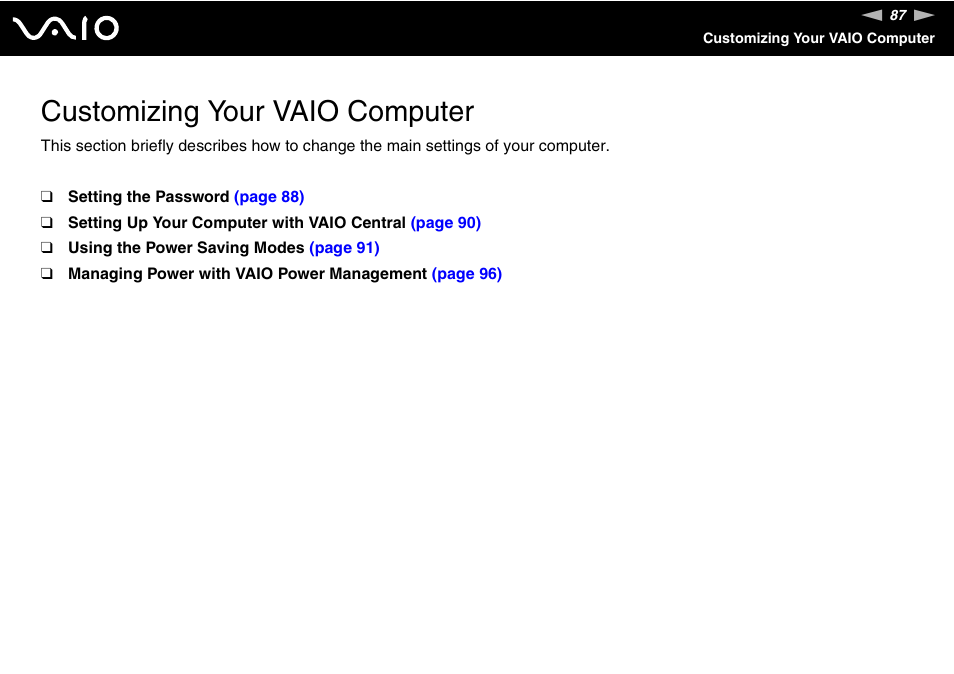 Customizing your vaio computer | Sony VGN-S570P User Manual | Page 87 / 182