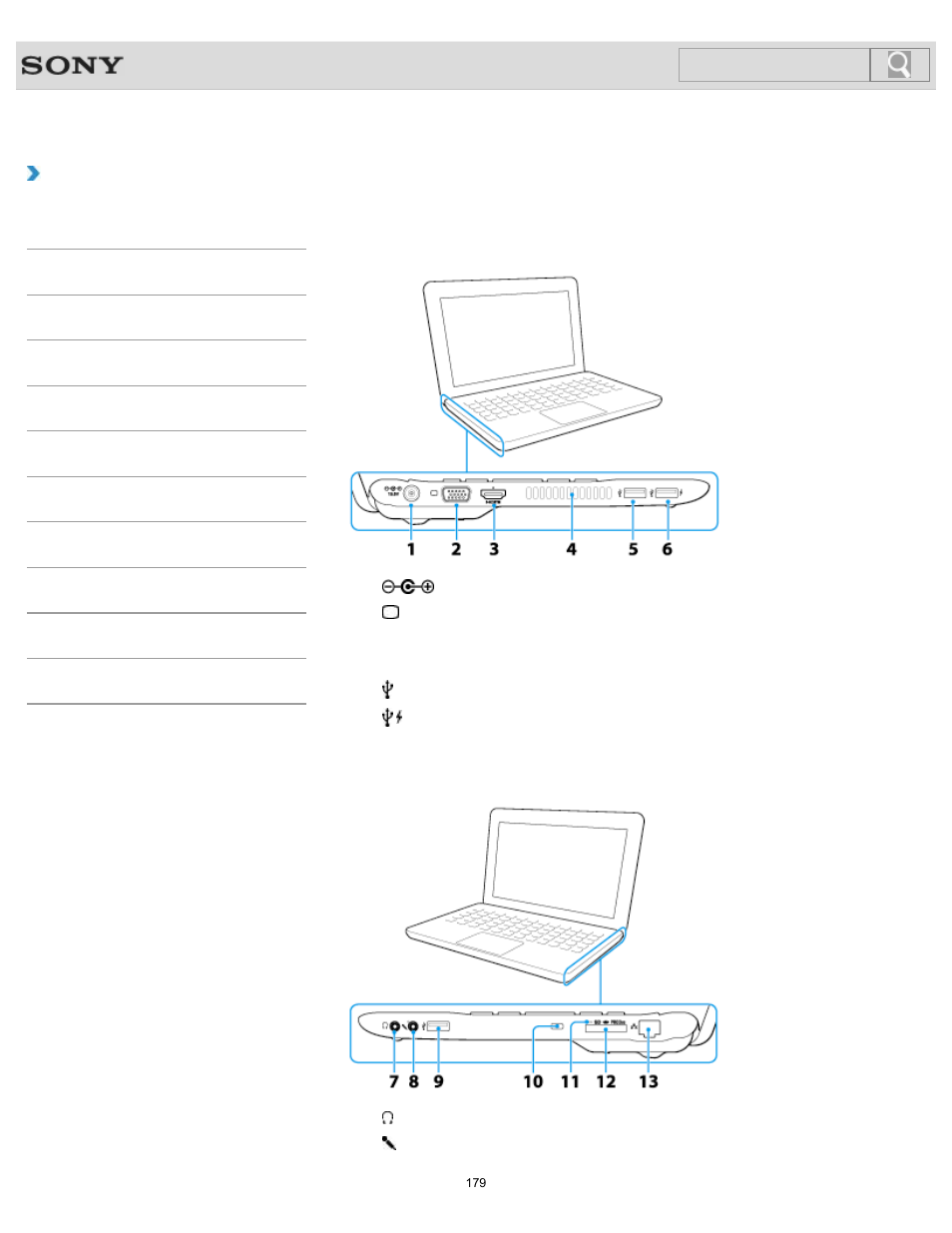 Parts and controls on the sides, Details, How to use | Sony SVE11125CXB User Manual | Page 179 / 361