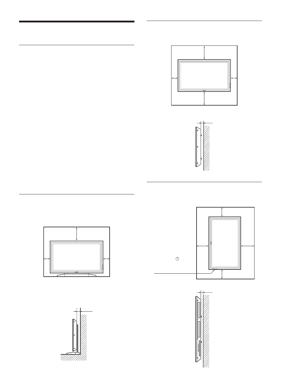 Attention, Lorsque vous utilisez le support (non fourni), Utilisation de l’écran à l’horizontale | Utilisation de l’écran à la verticale | Sony PFM-42X1S User Manual | Page 121 / 376