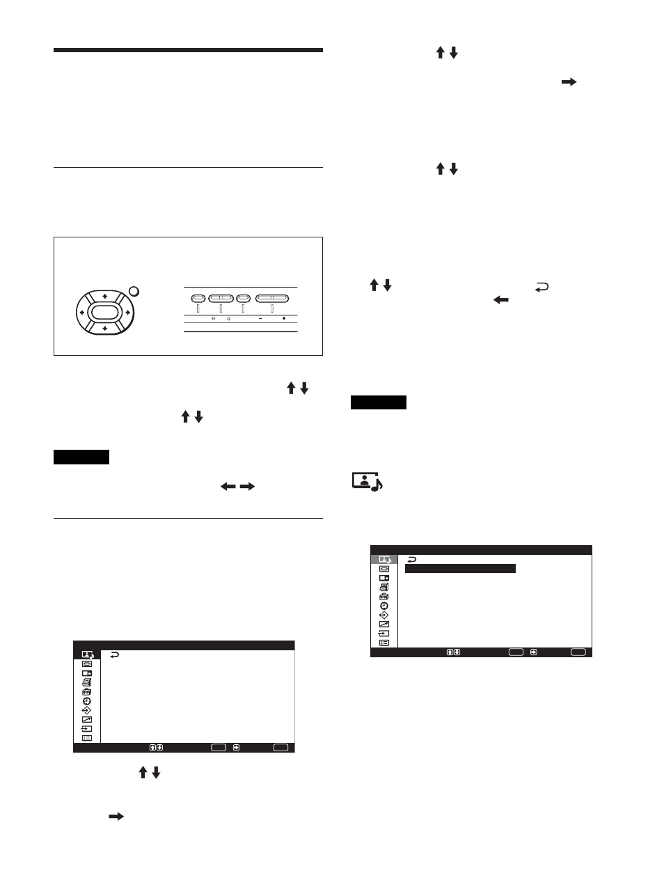 Utilisation des menus d’affichage, Exploitation des menus, Guide de menu | Menu commande image/son, Touches d’exploitation des menus, Configuration des menus | Sony PFM-42X1S User Manual | Page 126 / 376