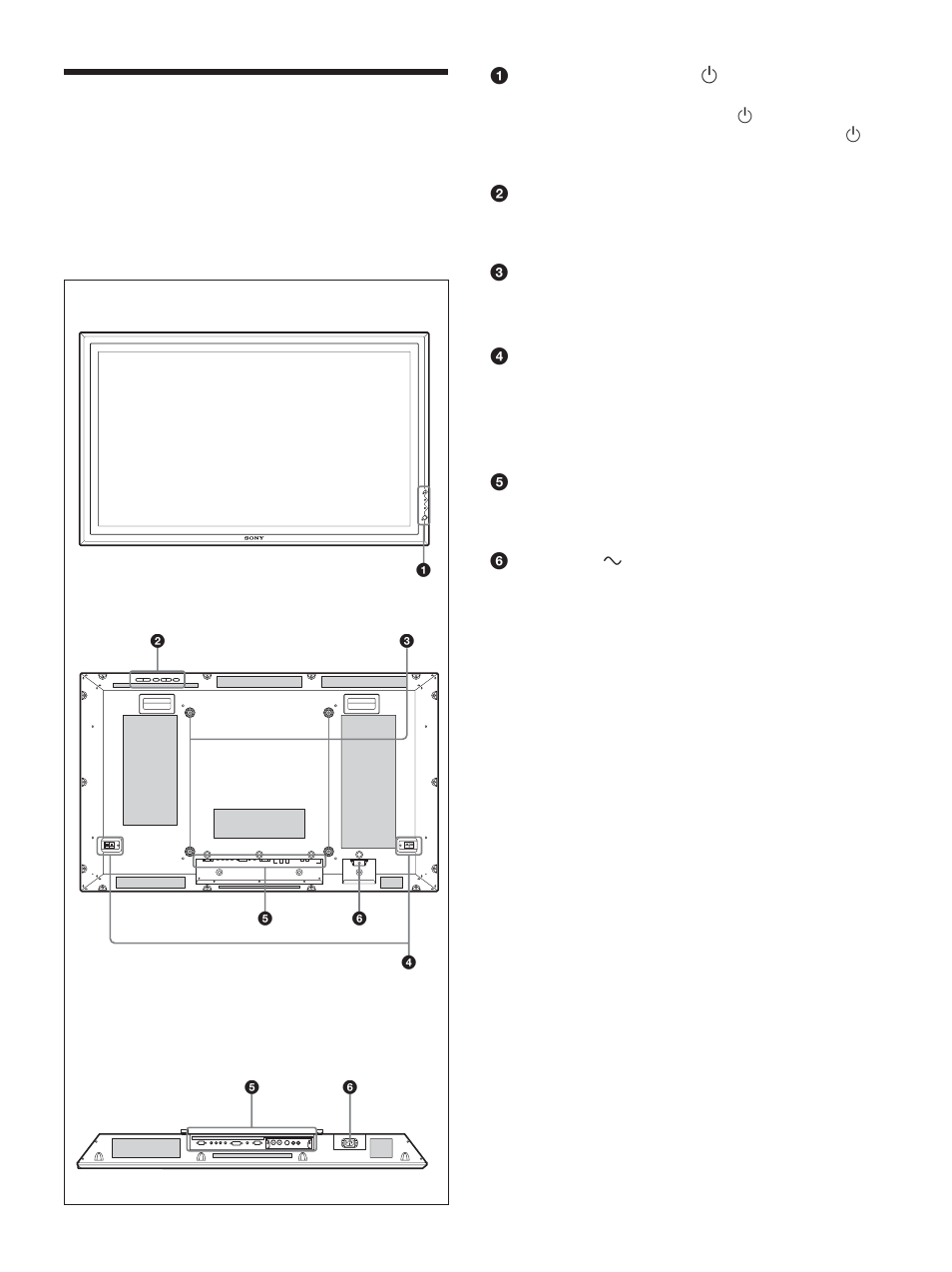 Lage und funktion der teile und bedienelemente, Vorderseite / rückseite / unterseite | Sony PFM-42X1S User Manual | Page 169 / 376