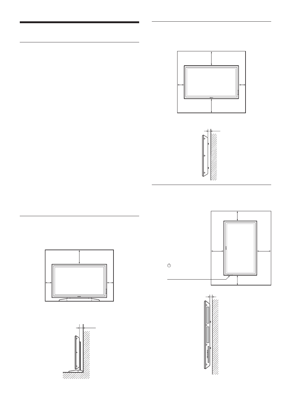 Vorsicht, Lassen sie um den bildschirm herum viel platz, Bei verwendung des ständers (nicht mitgeliefert) | Wenn sie den monitor horizontal verwenden, Wenn sie den monitor vertikal verwenden | Sony PFM-42X1S User Manual | Page 175 / 376