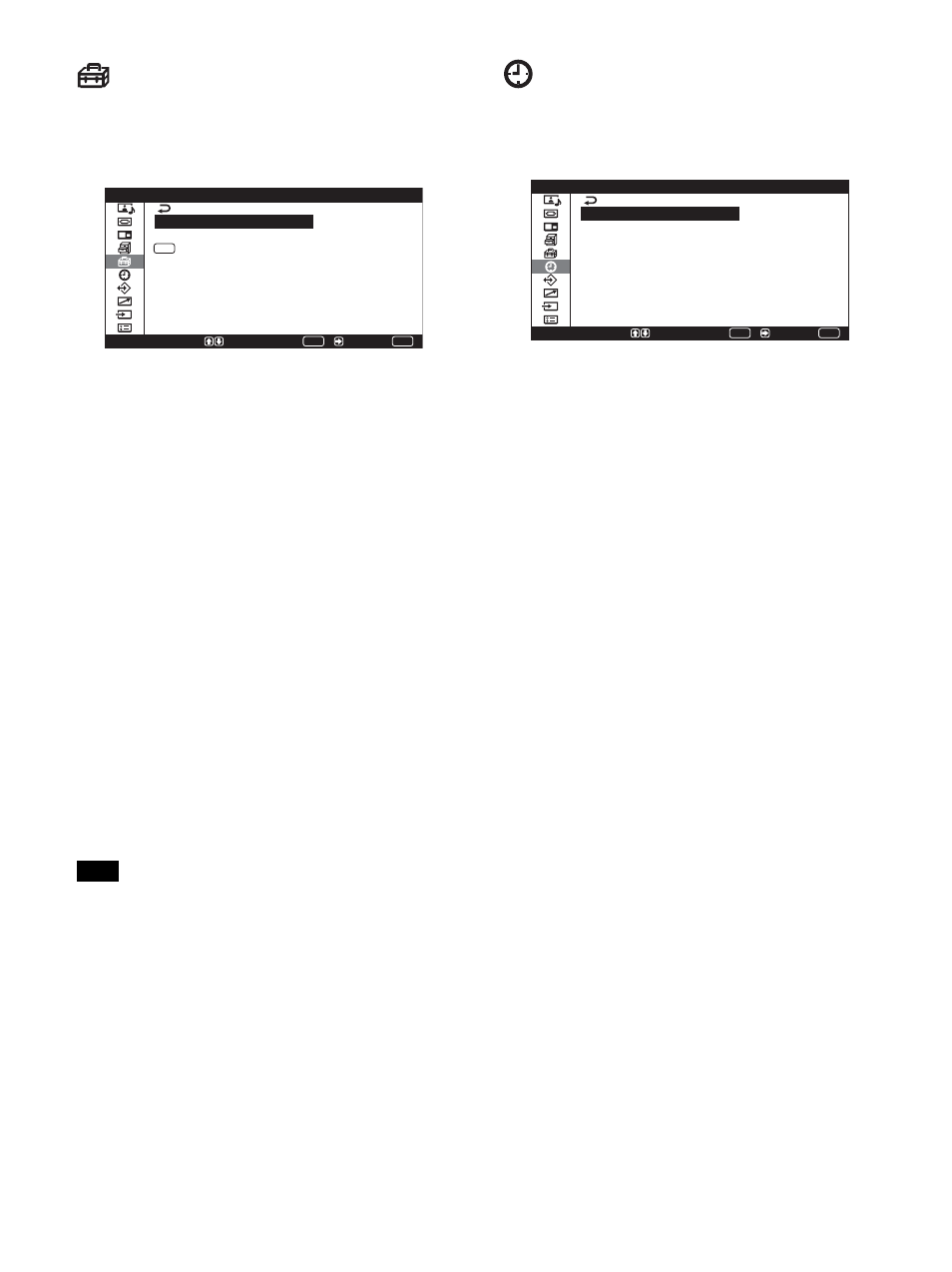 Menú ajuste inicial, Menú temporizador/reloj | Sony PFM-42X1S User Manual | Page 240 / 376