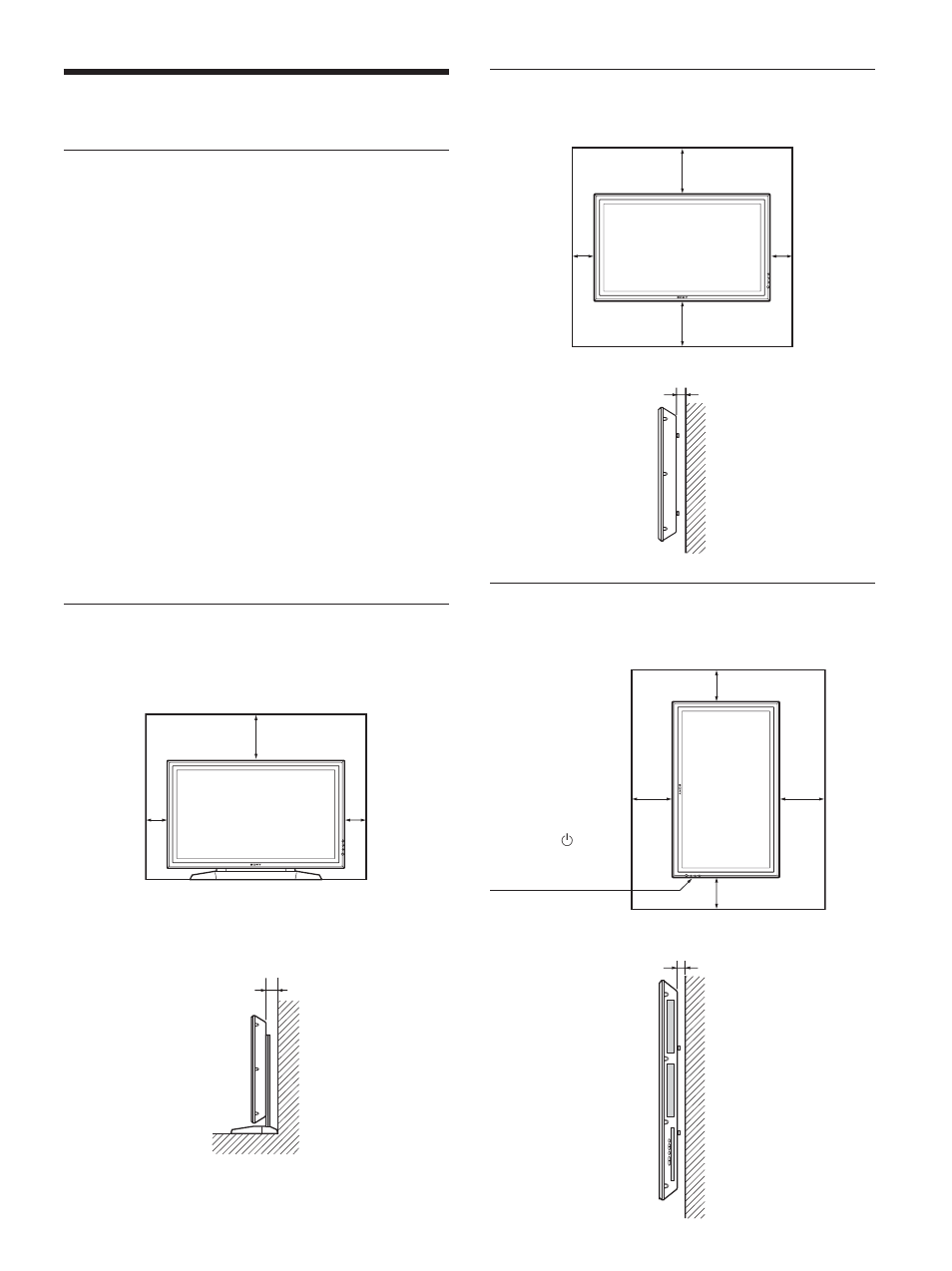 Avvertenza, Installare il display in un luogo spazioso, Installazione con il supporto (non in dotazione) | Installazione orizzontale del display, Installazione verticale del display | Sony PFM-42X1S User Manual | Page 281 / 376