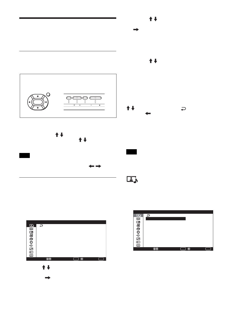 Utilizzo dei menu a schermo, Funzionamento tramite i menu, Guida dei menu | Menu controllo immagine/ audio, Tasti di funzionamento dei menu, Configurazione del menu | Sony PFM-42X1S User Manual | Page 286 / 376