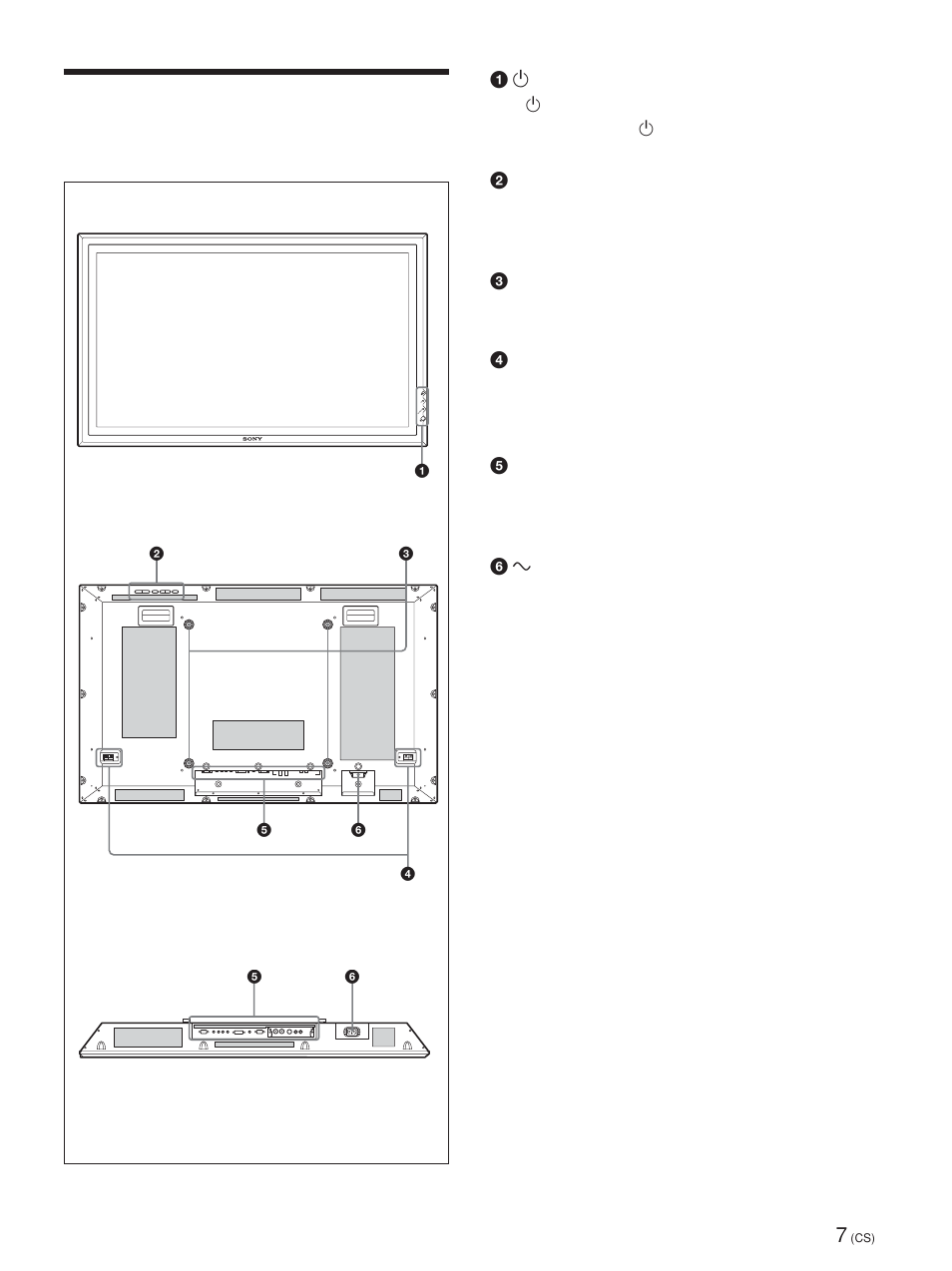 部件和控制器的位置和功能, 前视图／后视图／底视图 | Sony PFM-42X1S User Manual | Page 329 / 376
