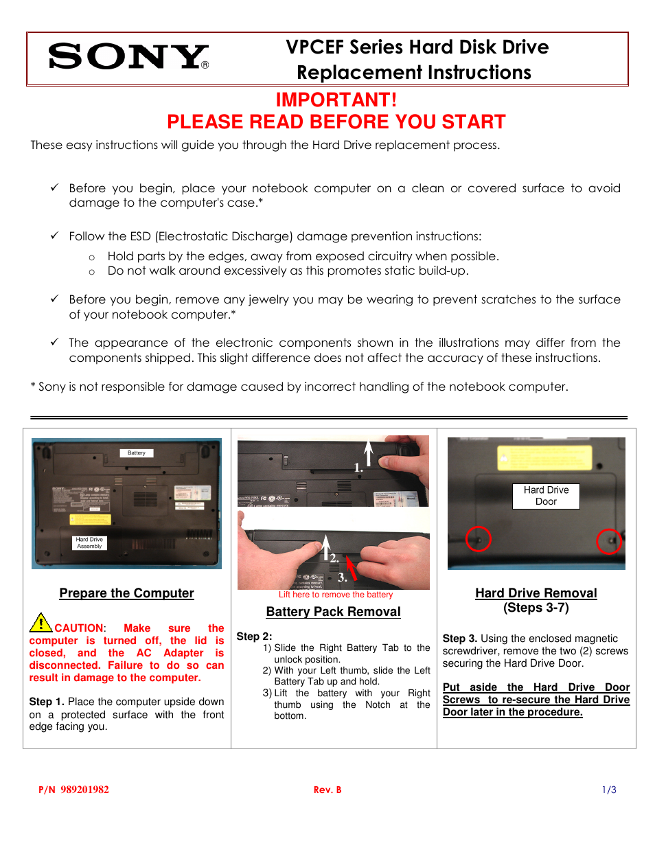 Sony VPCEF47FX User Manual | 3 pages