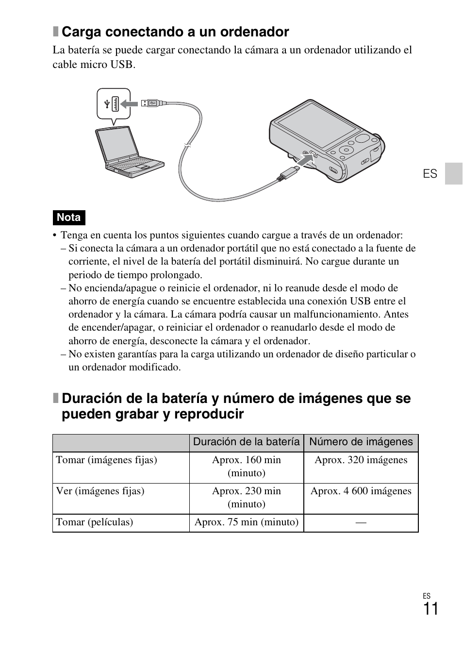 Xcarga conectando a un ordenador | Sony DSC-HX30V User Manual | Page 43 / 68