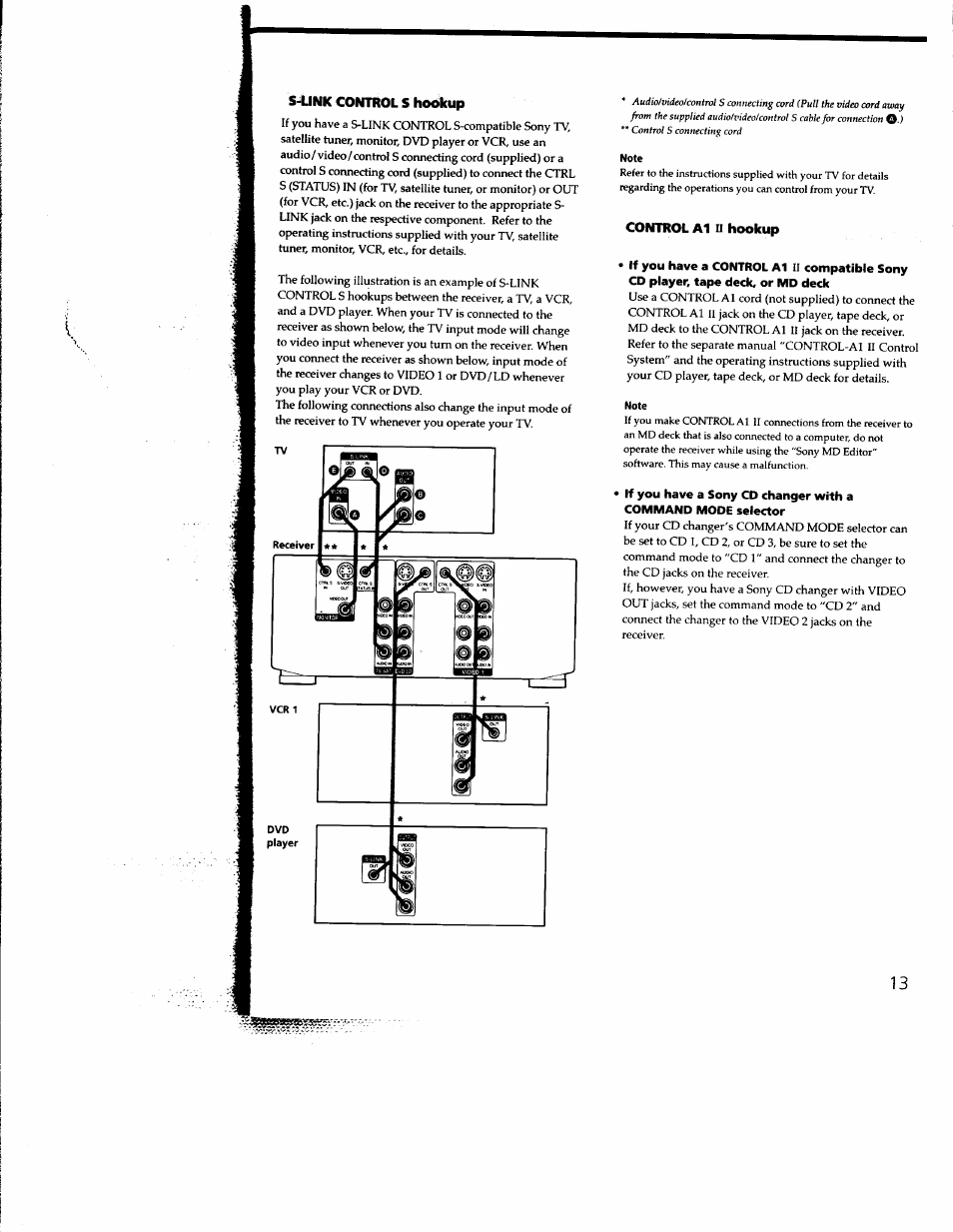 S-unk control s hookup, Control a1 n hookup | Sony STR-DE935 User Manual | Page 12 / 56