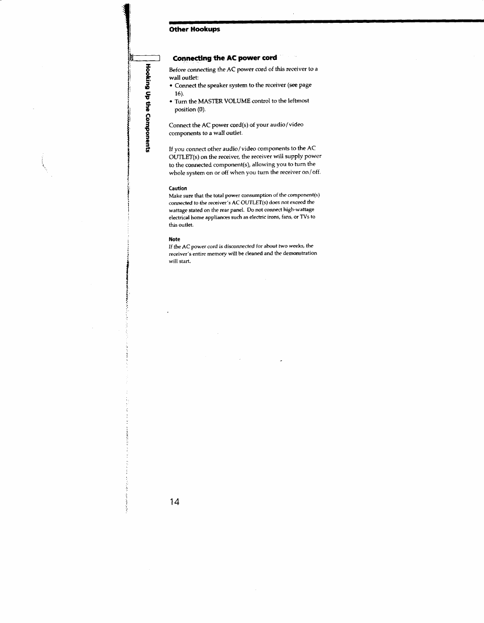 Other hookups, Connecting the ac power cord | Sony STR-DE935 User Manual | Page 13 / 56