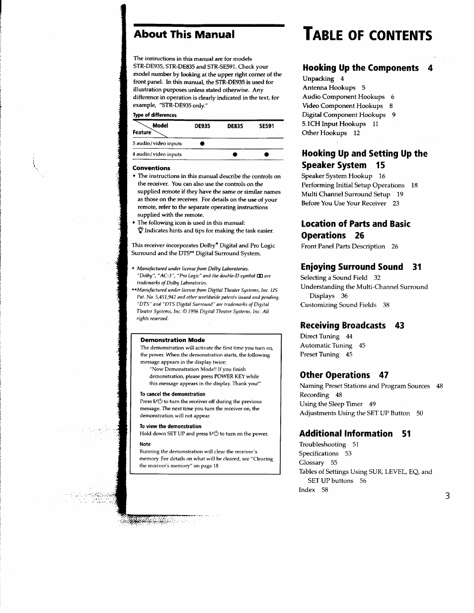 Sony STR-DE935 User Manual | Page 3 / 56