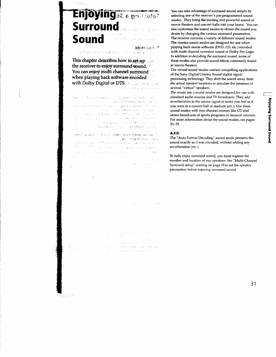 Surround, Sound, A.f.d | Surround sound, Lllj0^|filly3e 6 |ynt?:}0ls | Sony STR-DE935 User Manual | Page 30 / 56