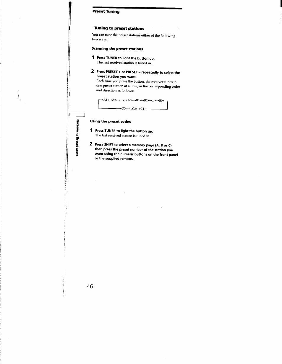 Tuning to preset stations | Sony STR-DE935 User Manual | Page 44 / 56