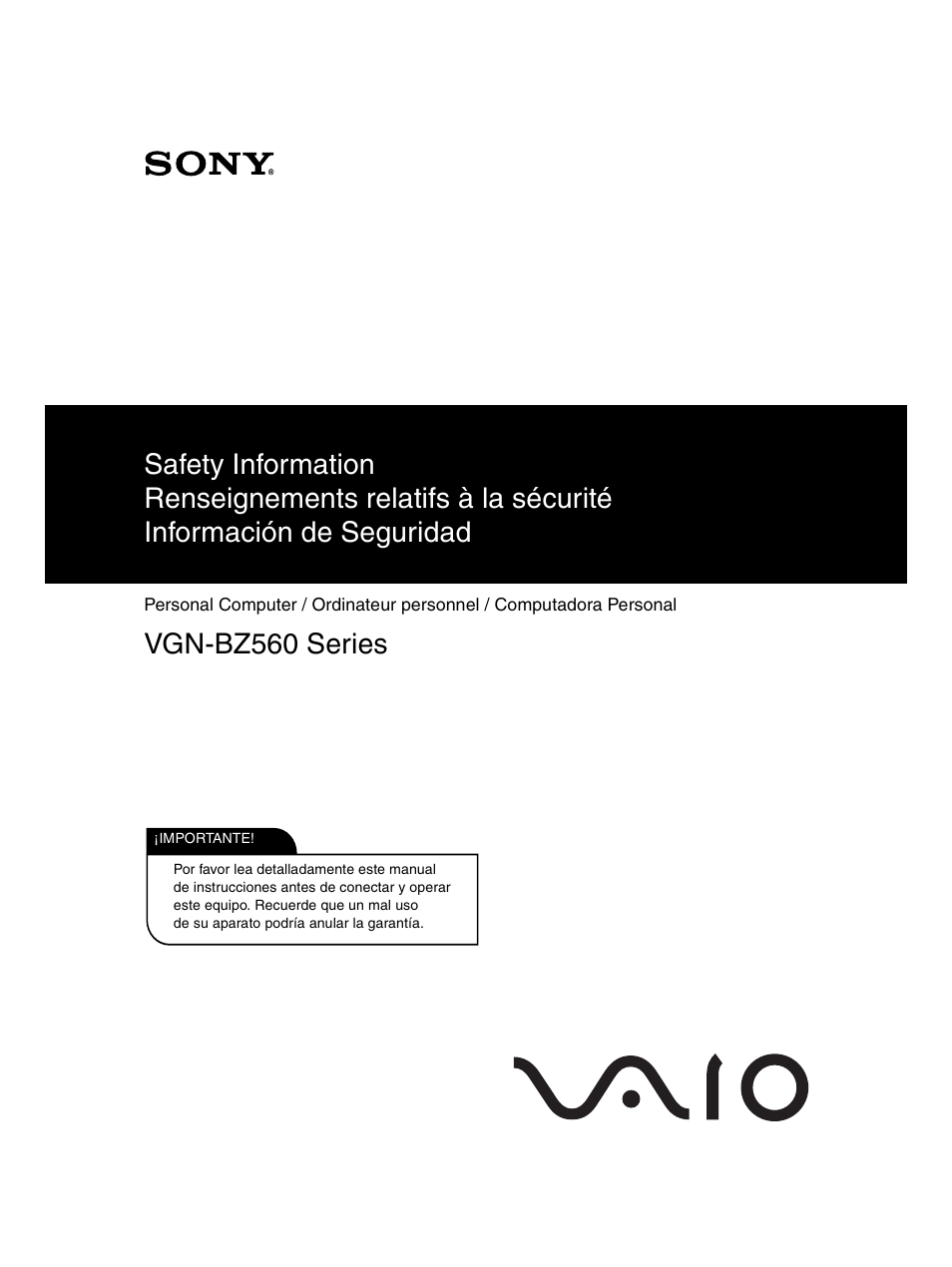 Sony VGN-BZ562N User Manual | 20 pages